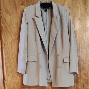 NWOT Rachel Zoe Womens Open Front Double Breasted Blazer Beige Career Office L